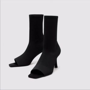 New Zara Black Stretch Ankle Sock Boots -Size 7.5